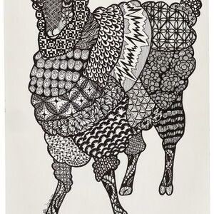 Intricate Black and White Sheep Zentangle